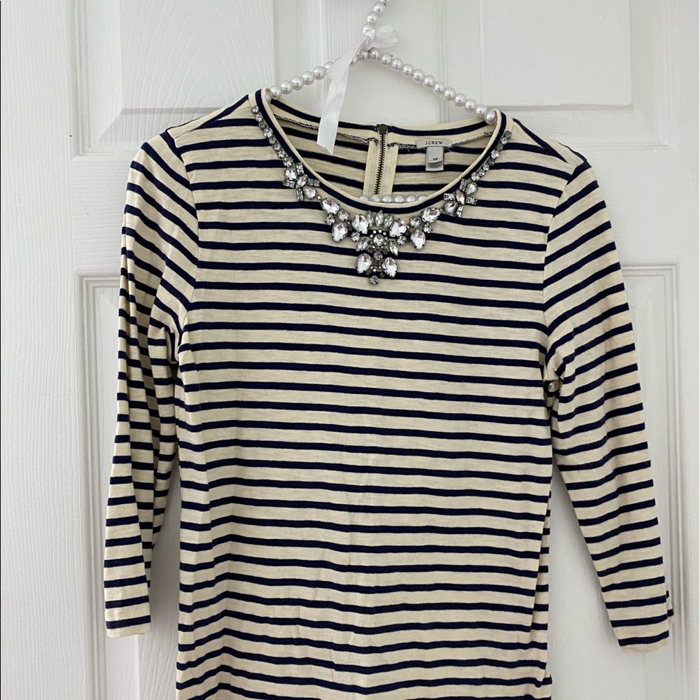 Striped navy and white j crew top